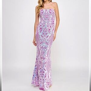 Sequined Strapless Lace-Up-Back Gown, Created for Macy's